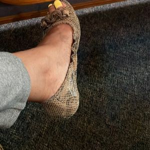 Vera Wang summer flats with lots of wear left.